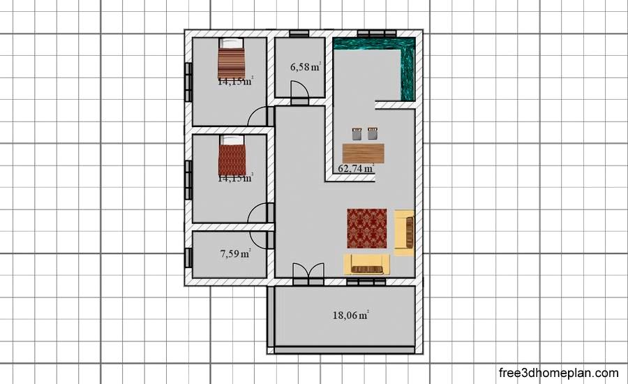 Free Download Small Home Design 10 x 14m Plans Download