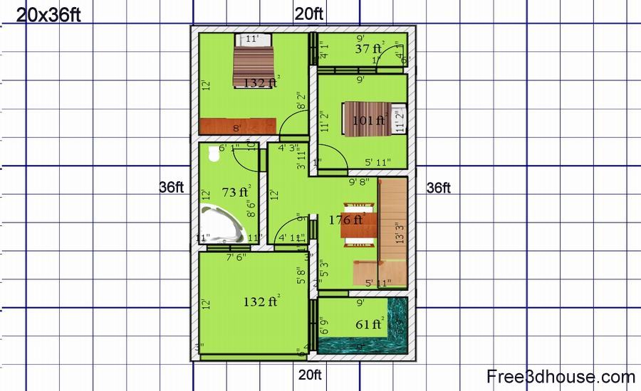 20x36 Plans Free Download Small House Plan Download Free 3D Home Plan